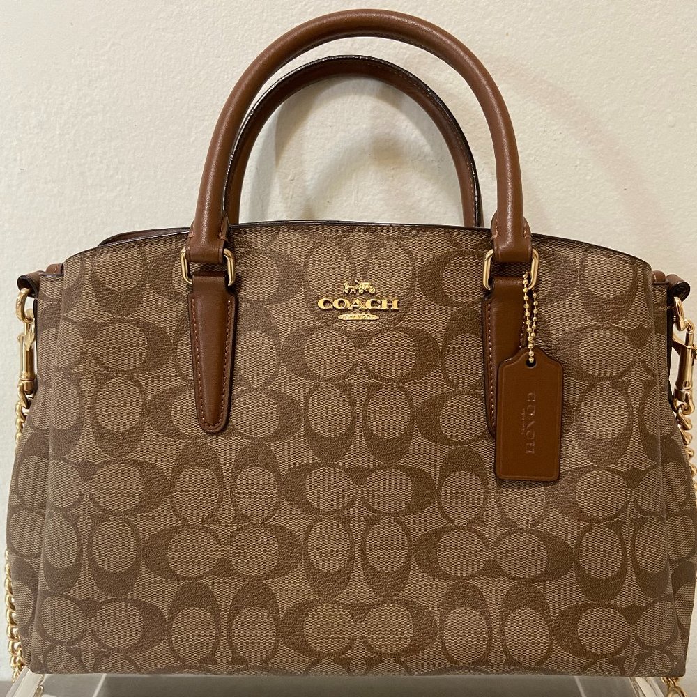 Coach satchel bag with crossbody strap and top handles (comes with wristlet)
